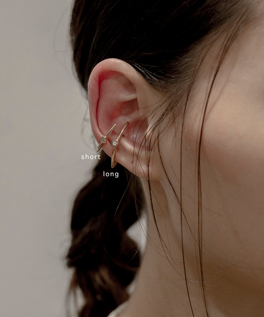 meteor ear cuff long / k10 diamond