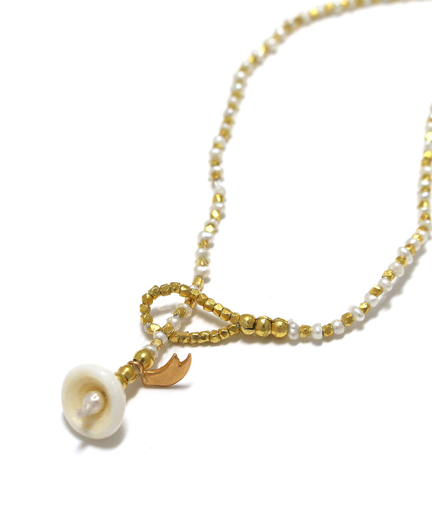 karen silver pearl necklace / gold