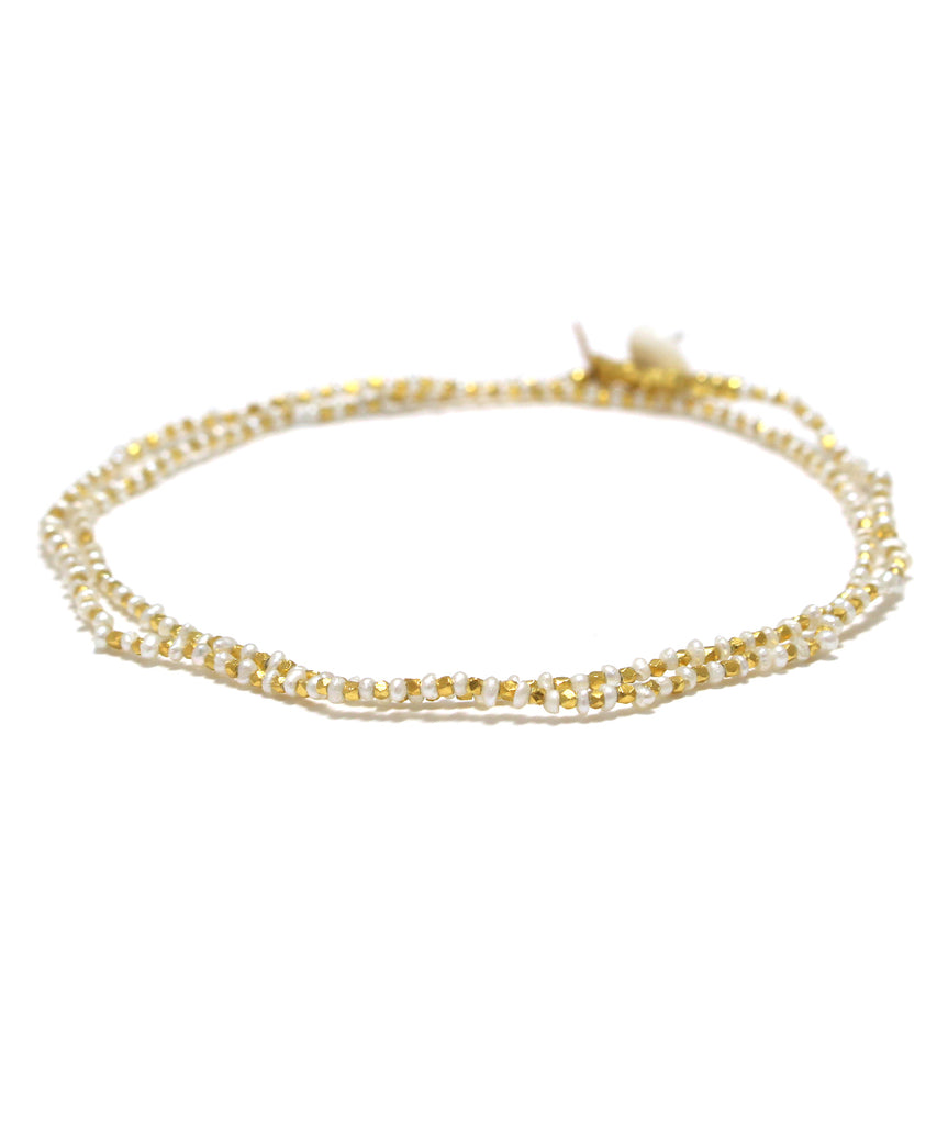 karen silver pearl necklace / gold