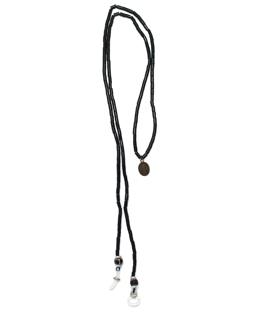 tube beads glass cord / onyx