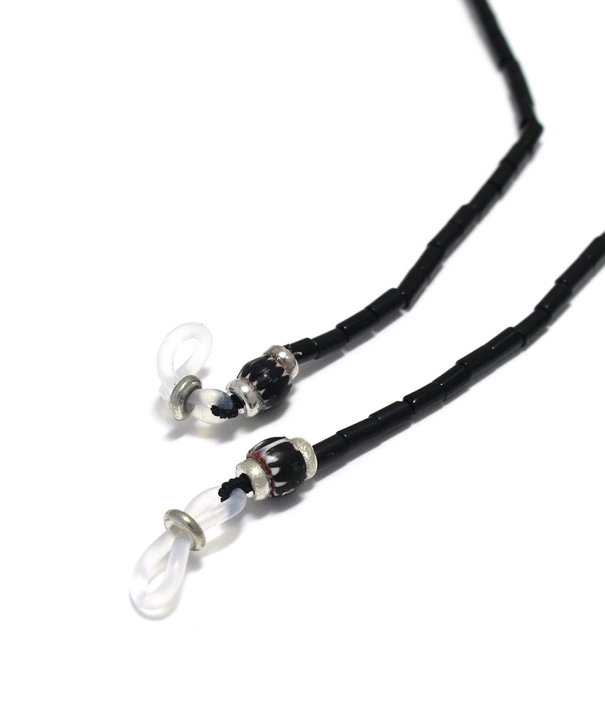 tube beads glass cord / onyx