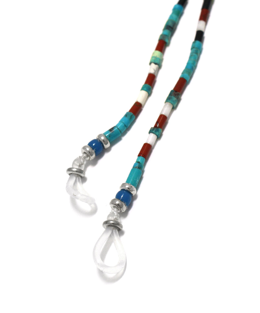 tube beads glass cord / turquoise mix