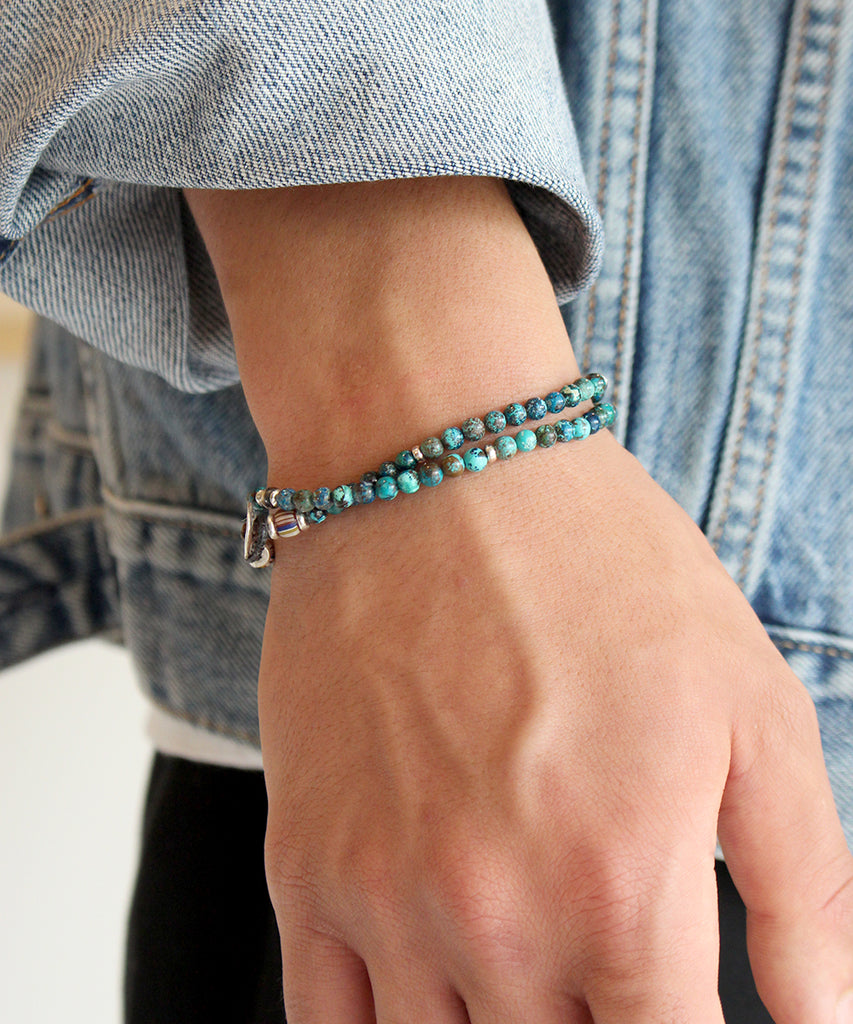 4mm double wrap bracelet / chrysocolla