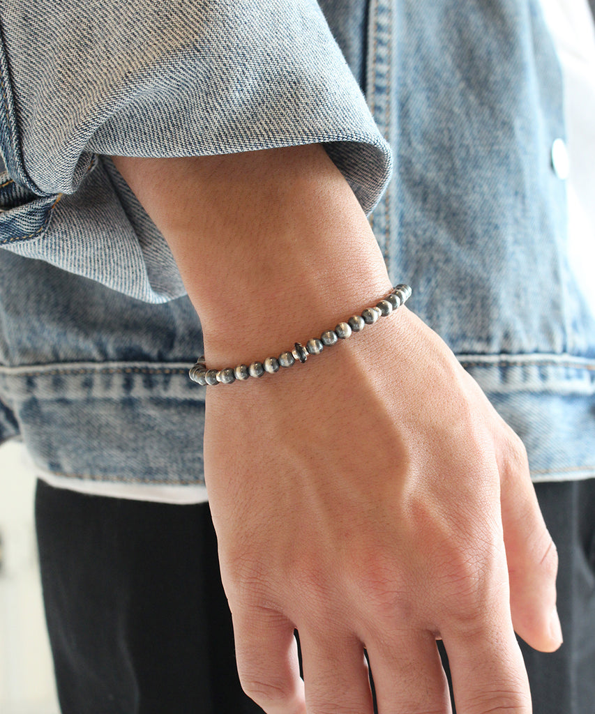 Navajo pearl silver bracelet / 5mm