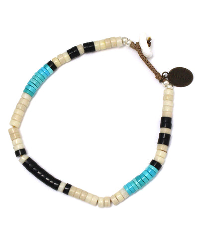 Heishi beads bracelet / fossil jasper turquoise