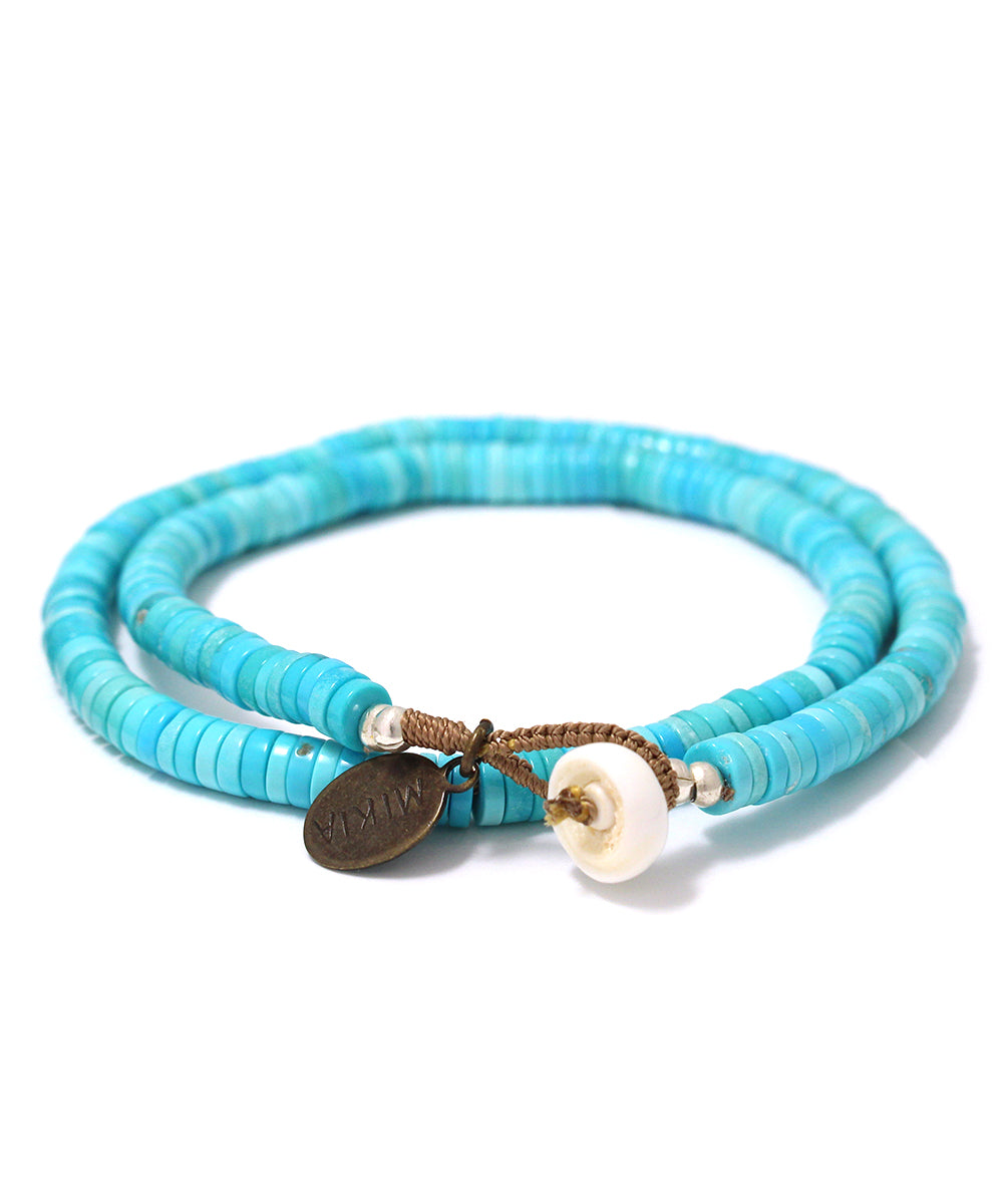 Heishi double wrap  bracelet / turquoise