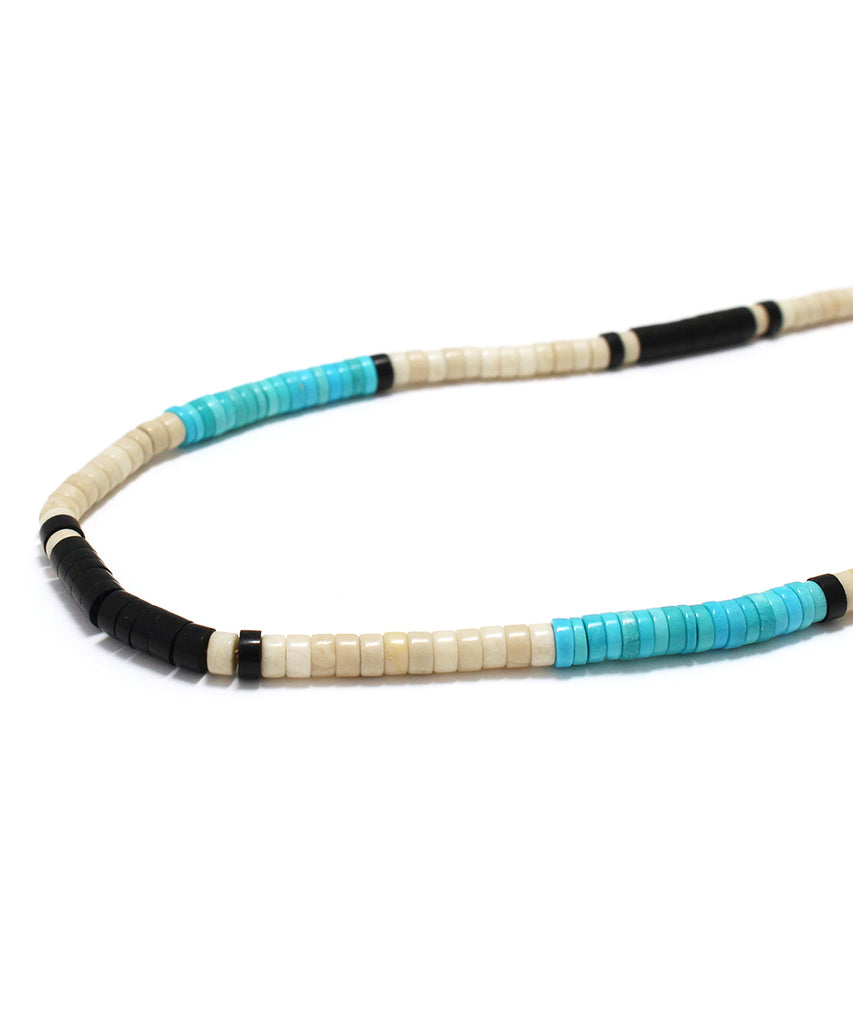 Heishi necklace / fossil jasper turquoise