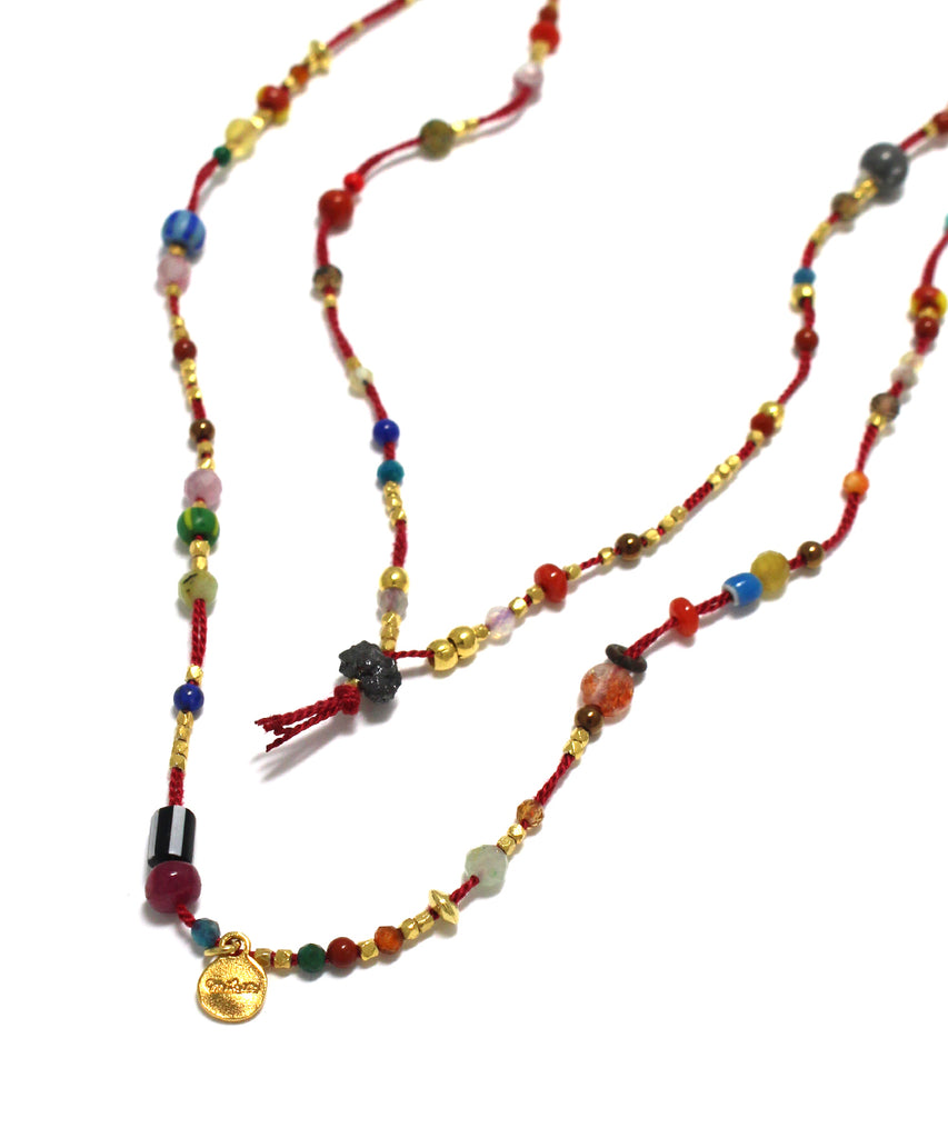 black diamond × multi stone necklace
