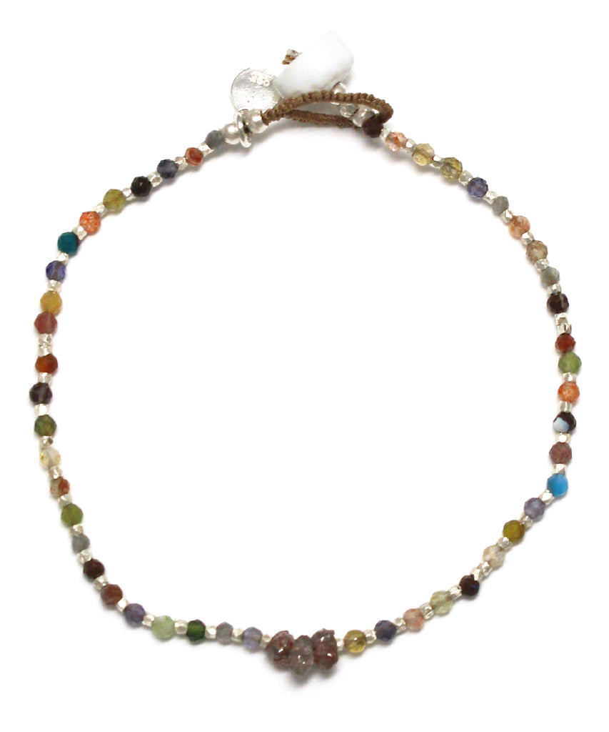 karen silver bracelet / red diamond × multi stone