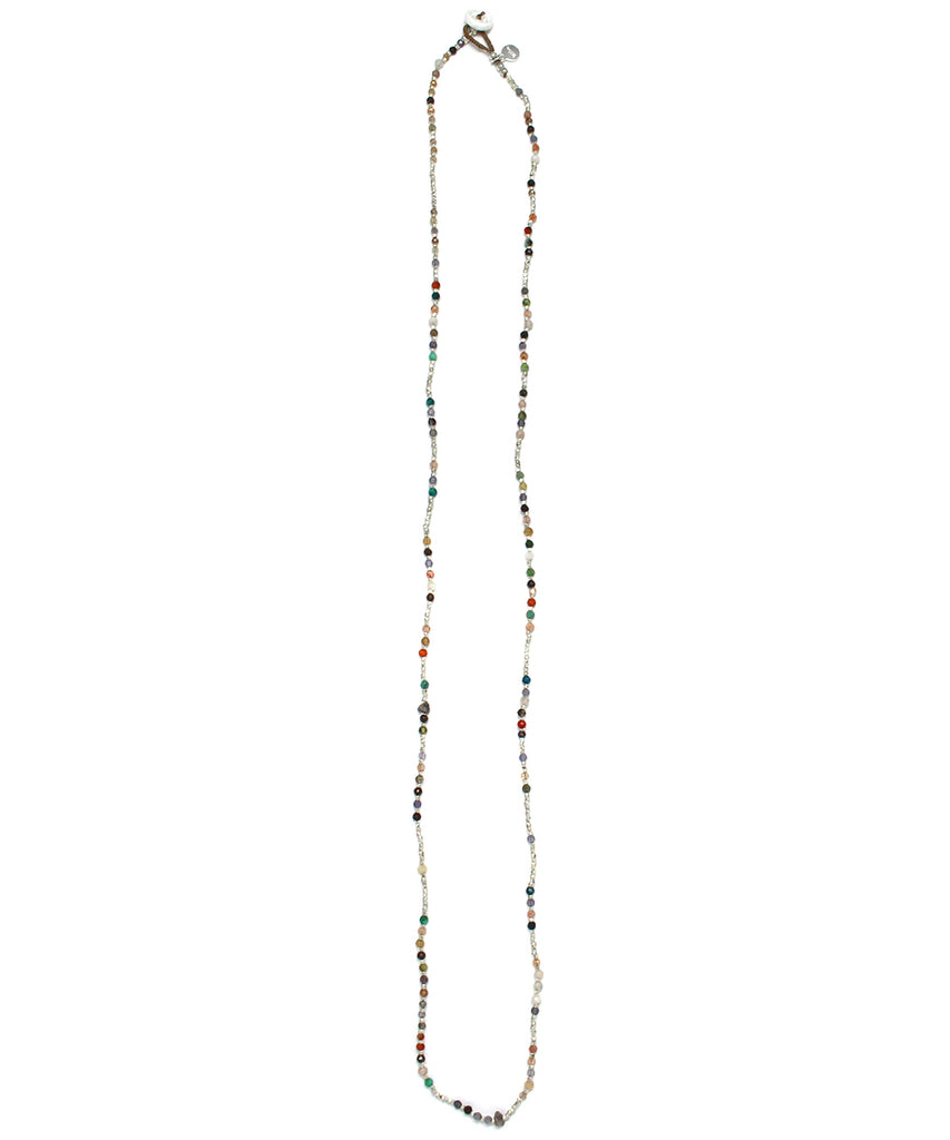 karen silver necklace / red diamond × multi stone