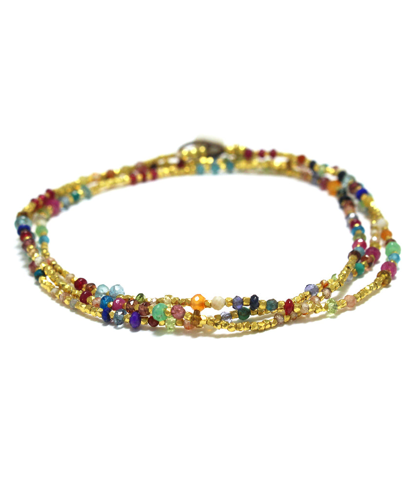 karen silver necklace / multi stone