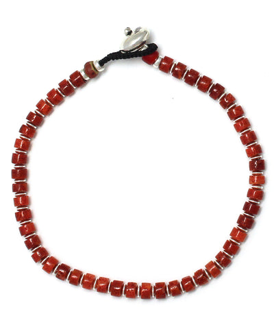 heishi silver bracelet / coral