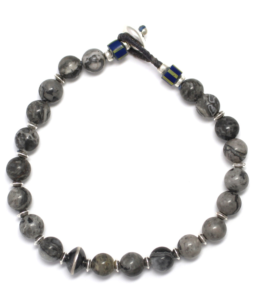 6mm stone bracelet / gray jasper