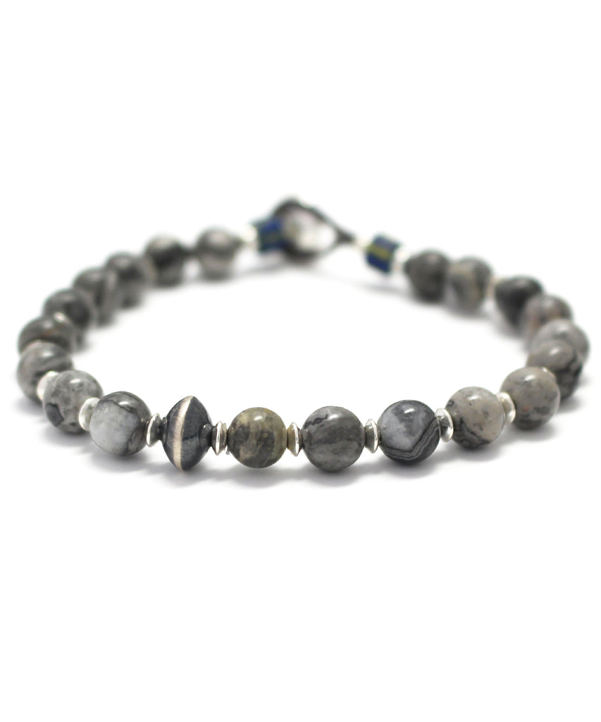 6mm stone bracelet / gray jasper