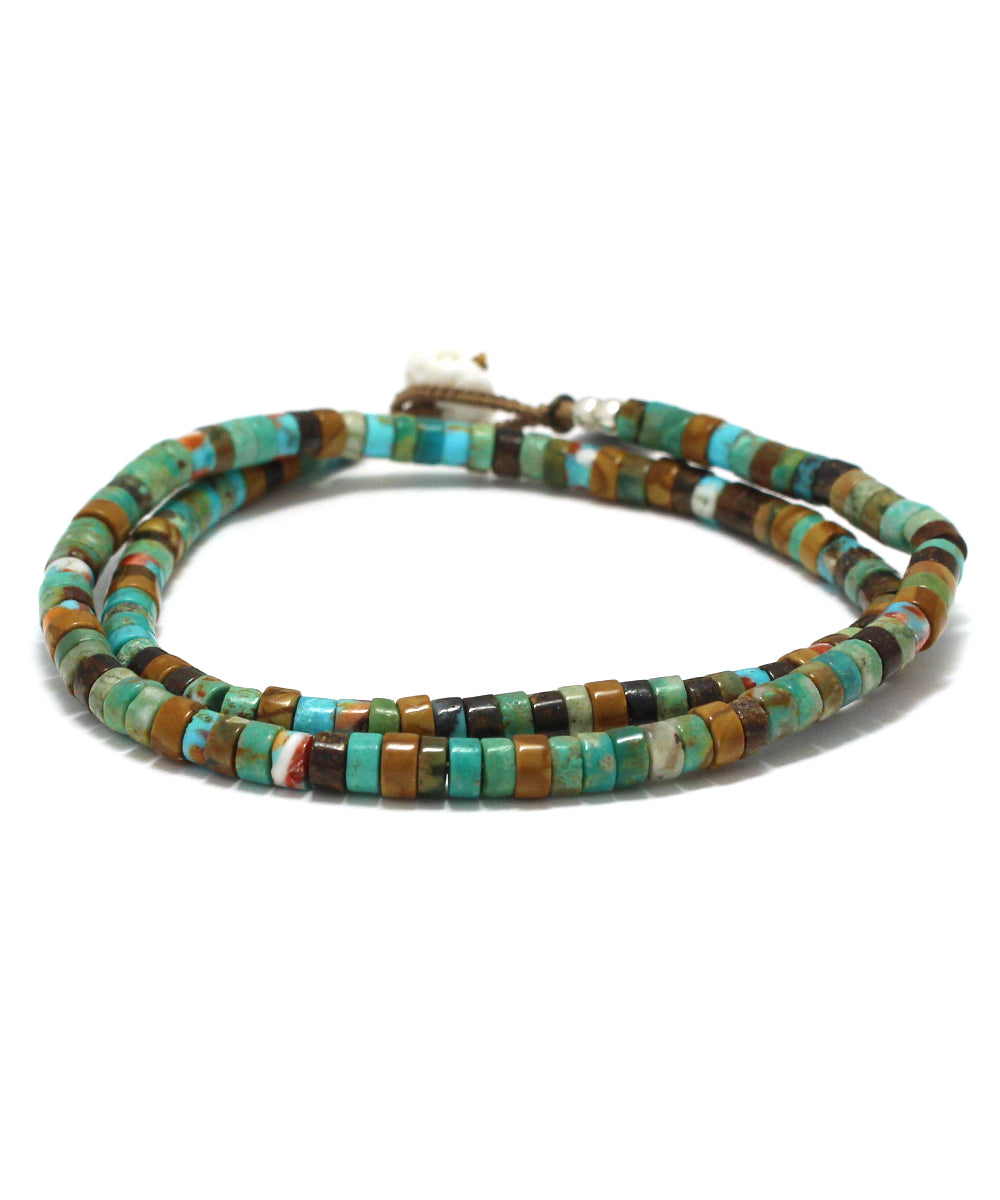 heishi beads double wrap bracelet / turquoise mix