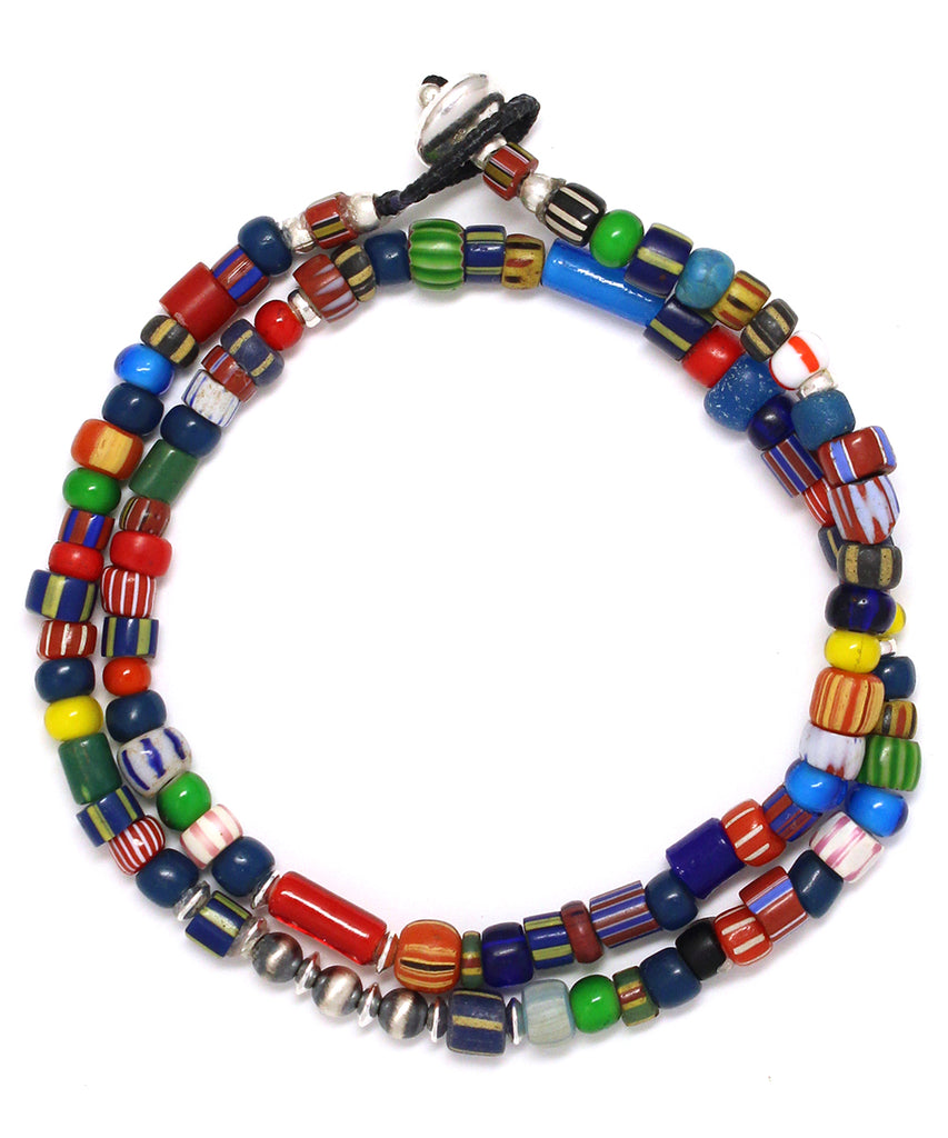trade beads double wrap bracelet / multi