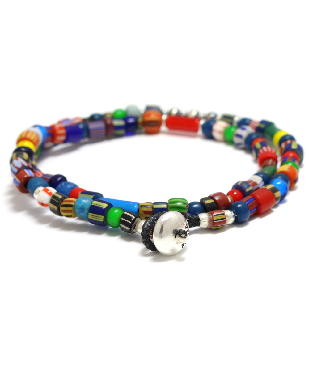 trade beads double wrap bracelet / multi