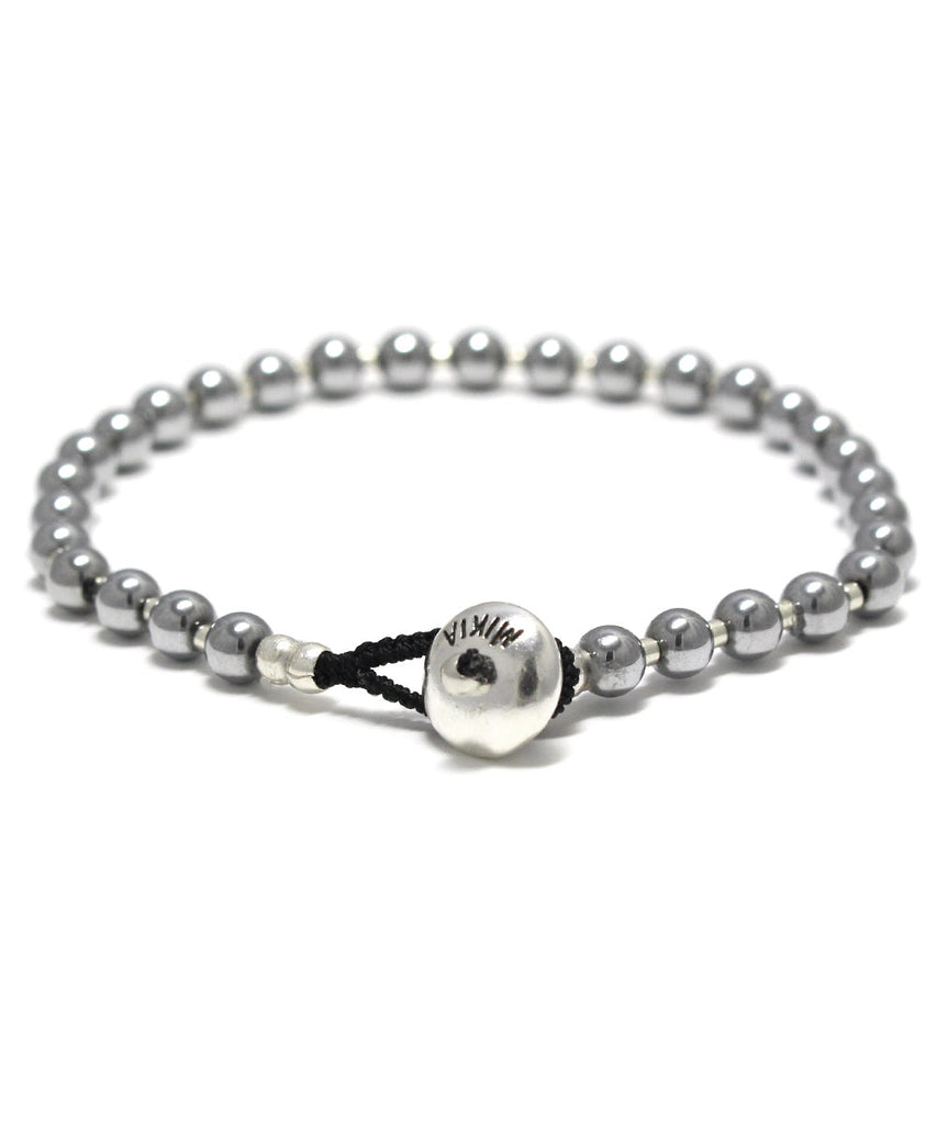 hematite silver bracelet / 4mm
