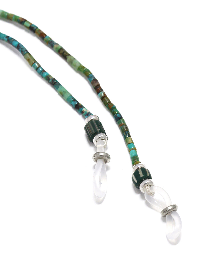 tube stone glass cord  / turquoise