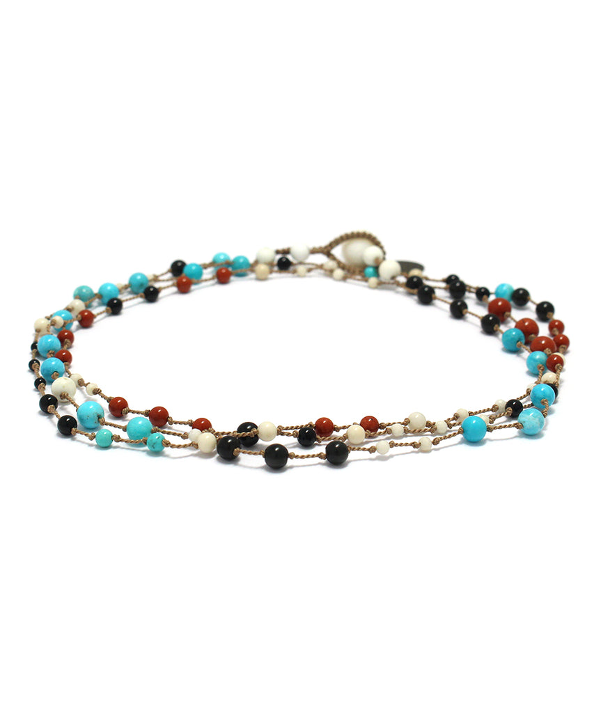 AIYANA long necklace / rainbow obsidian, turquoise