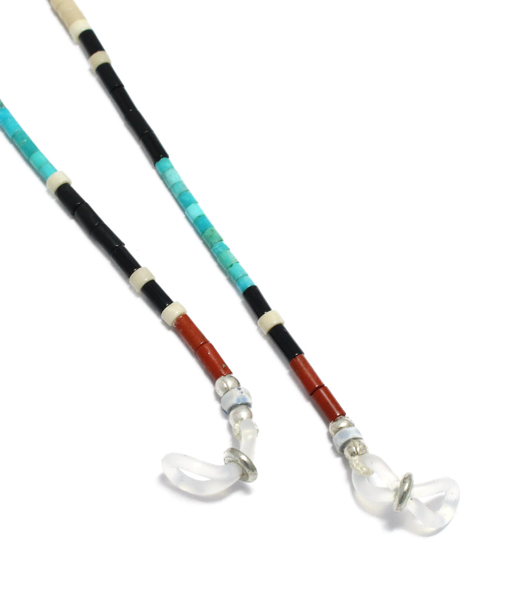 tube stone glass cord / ivory fossil jasper, turquoise, silver