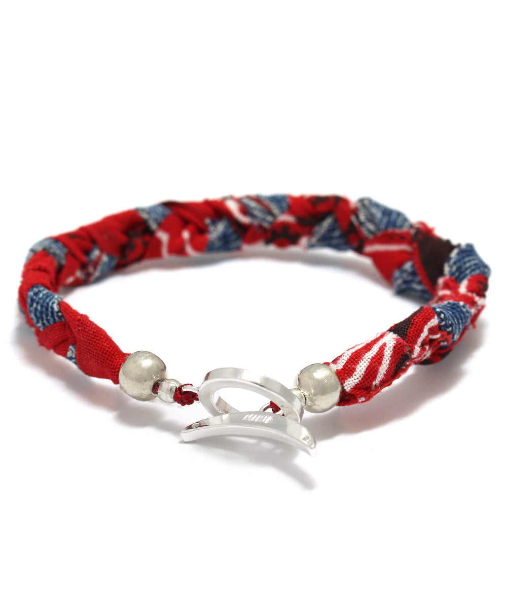 vintage denim bandana bracelet / red