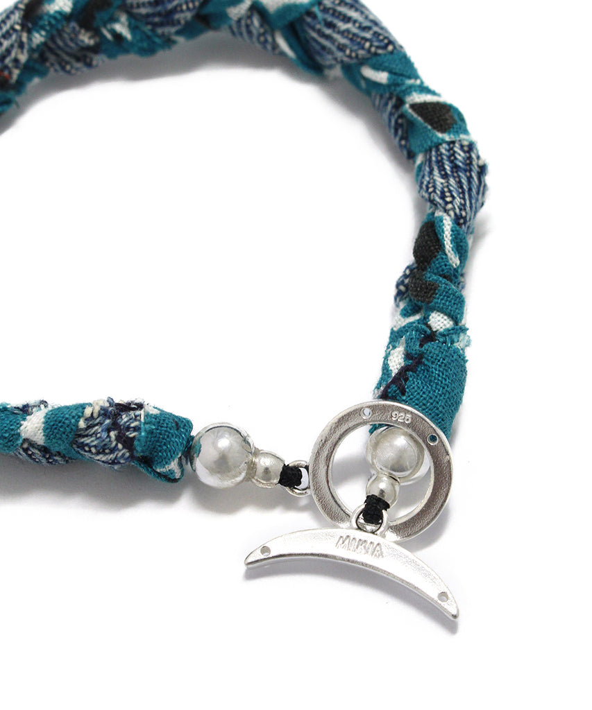 vintage denim bandana bracelet / blue green