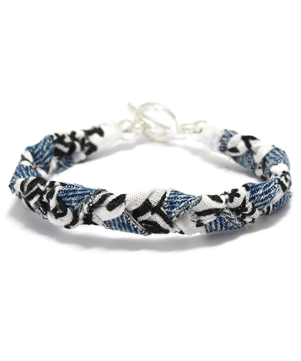 vintage denim bandana bracelet / white