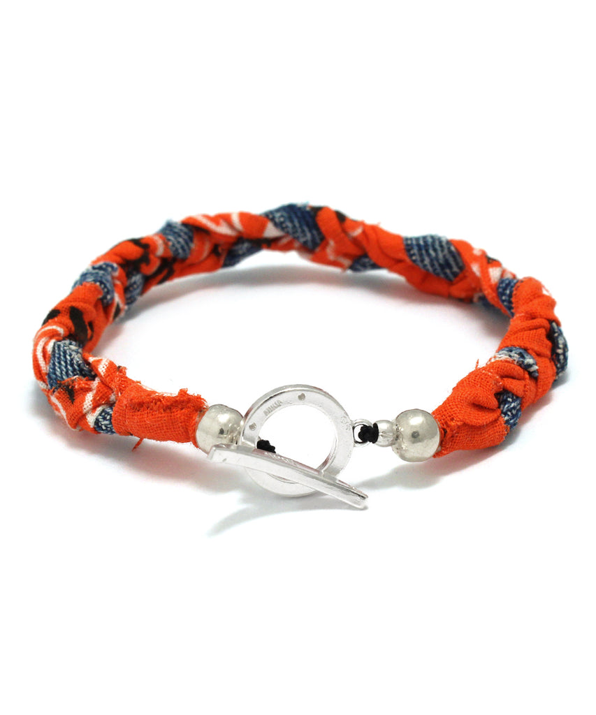 vintage denim bandana bracelet / orange