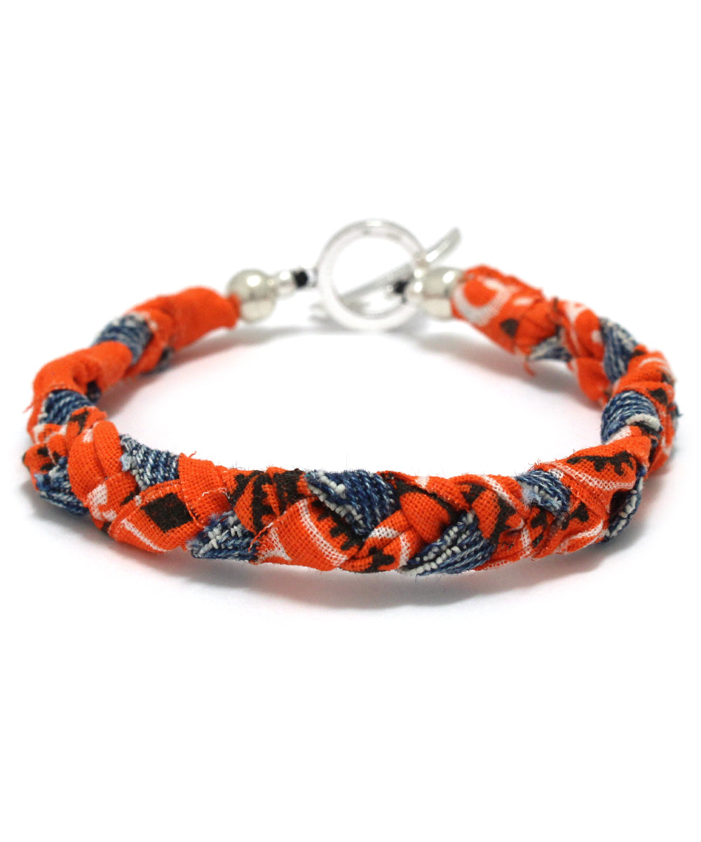 vintage denim bandana bracelet / orange
