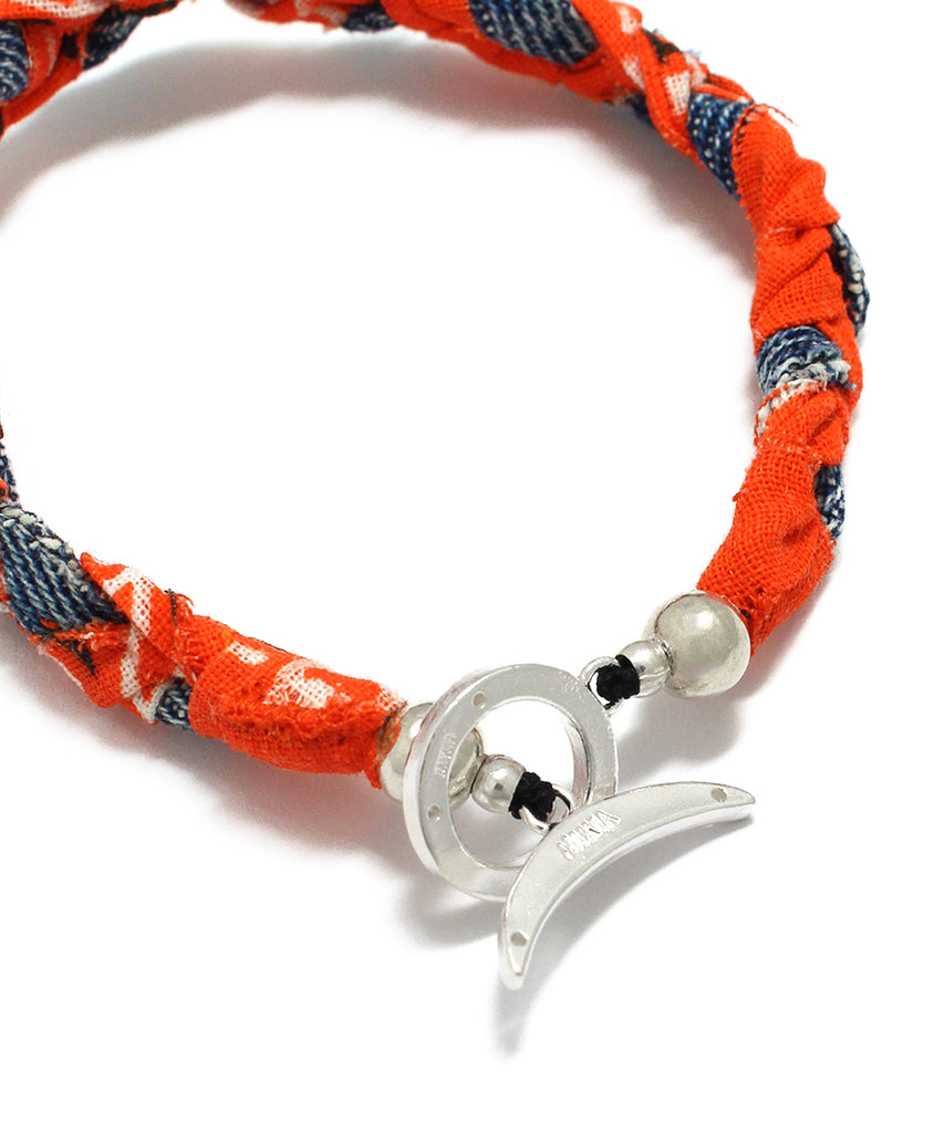 vintage denim bandana bracelet / orange