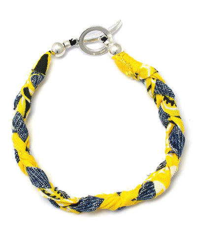 vintage denim bandana bracelet / yellow