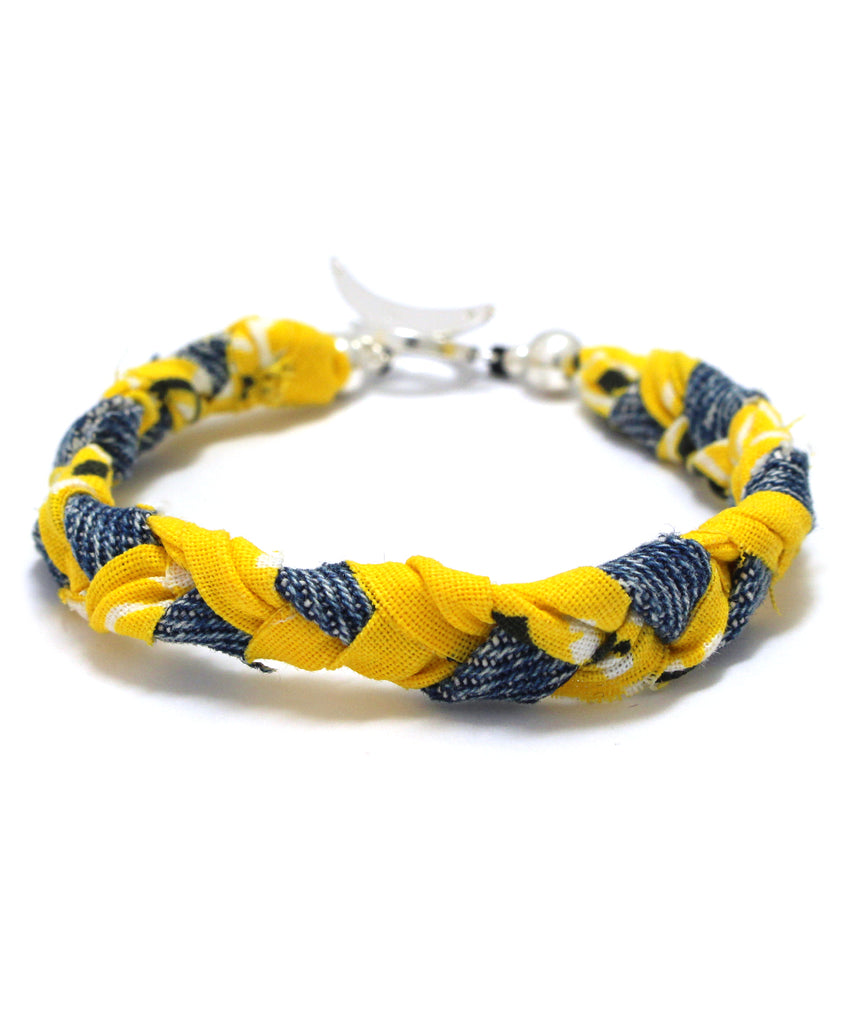 vintage denim bandana bracelet / yellow
