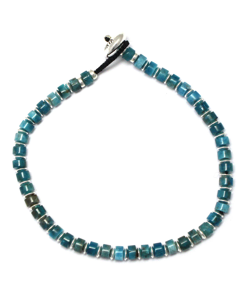 heishi silver bracelet / blue apatite