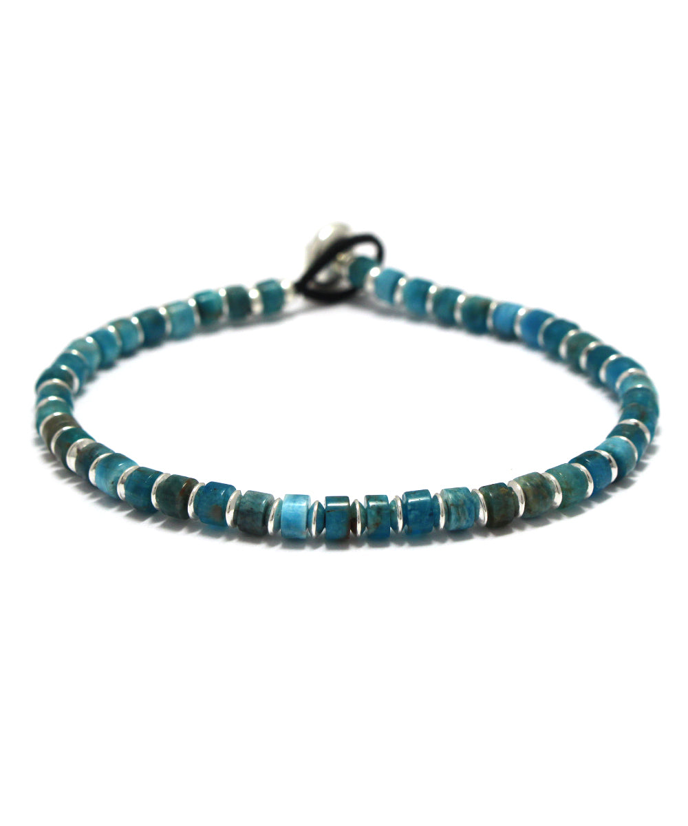 heishi silver bracelet / blue apatite