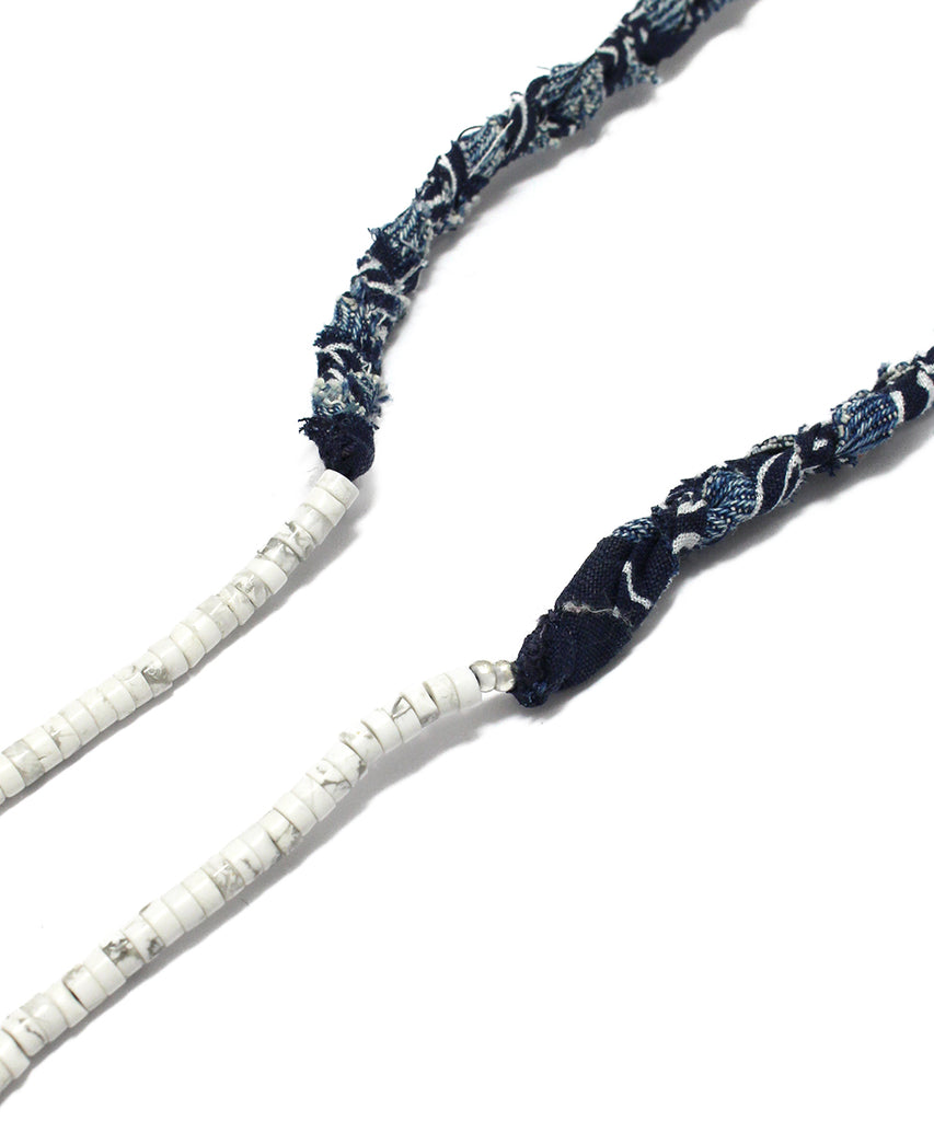 vintage denim bandana necklace / howlite