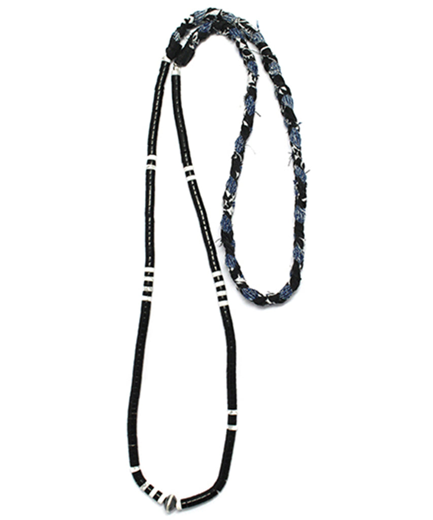 vintage denim bandana necklace / jet
