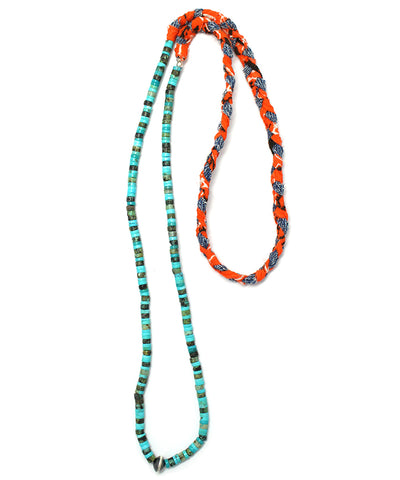 vintage denim bandana necklace / turquoise