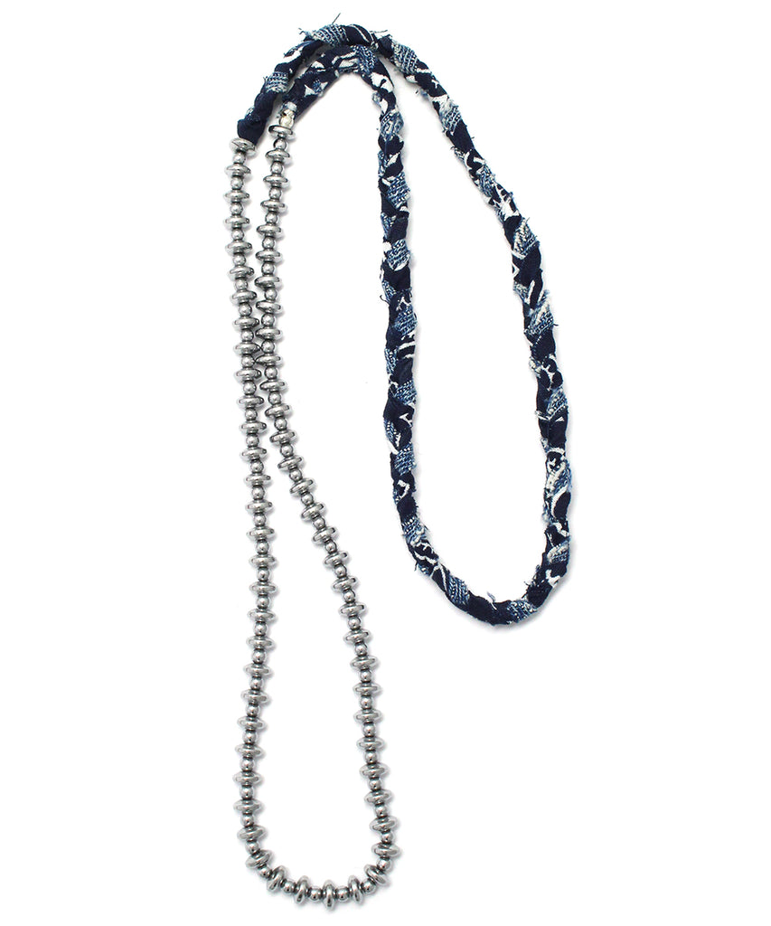 vintage denim / bandana / hematite necklace