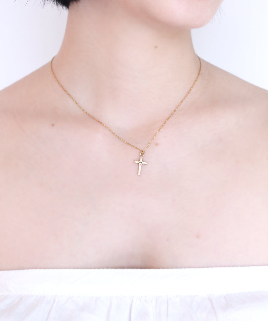 k10 gold cross necklace