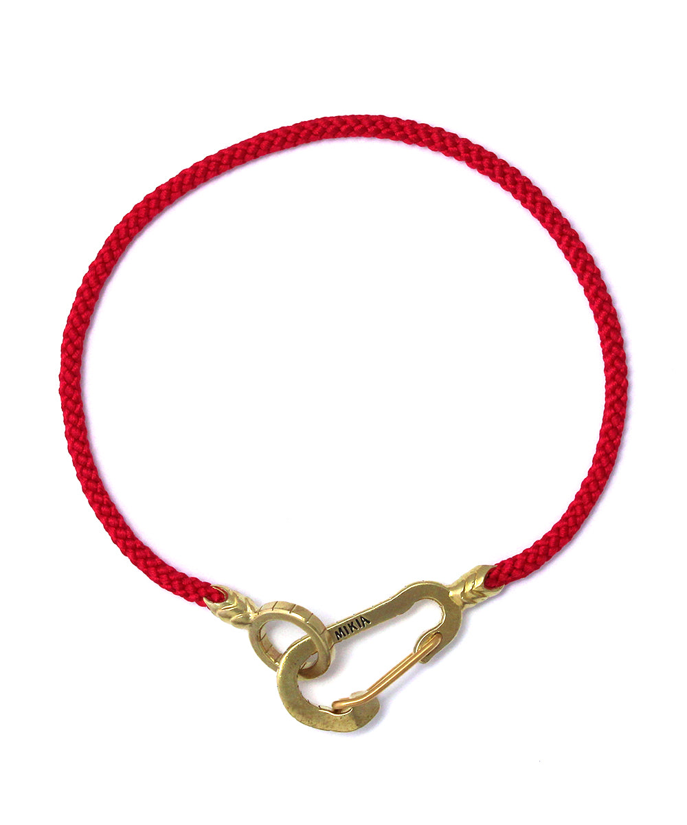 mikia snake karabiner bracelet brass / garnet