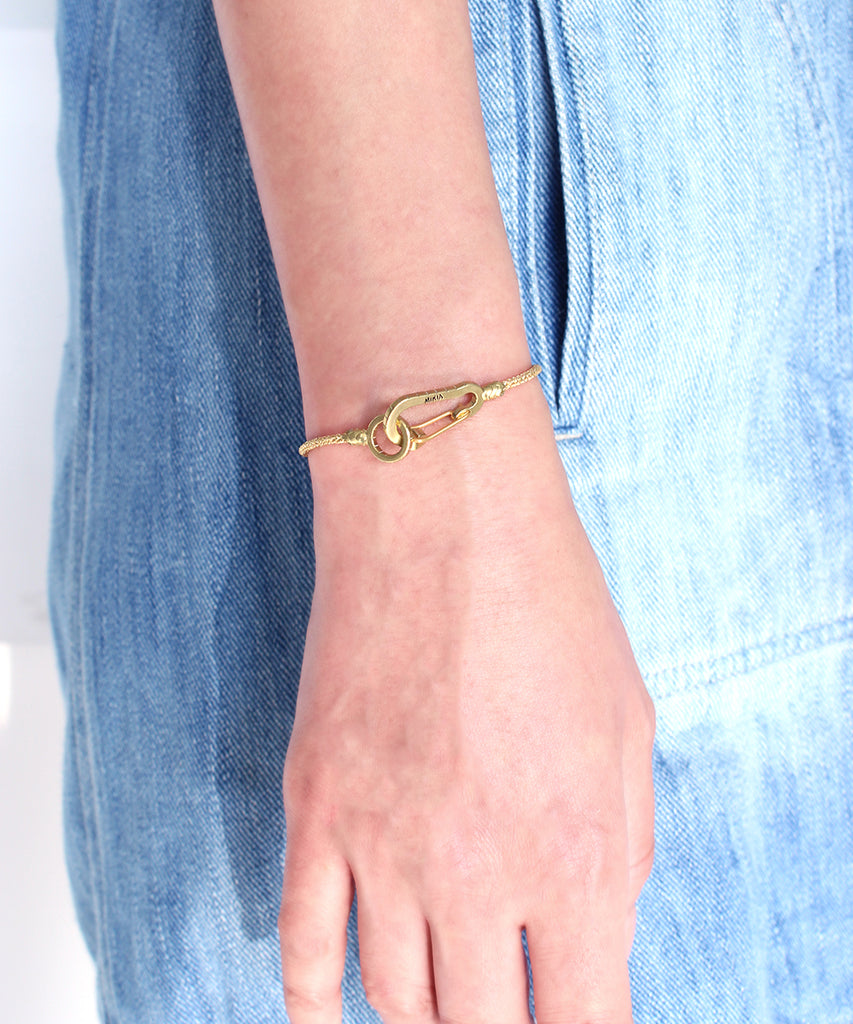 mikia snake karabiner bracelet brass / gold
